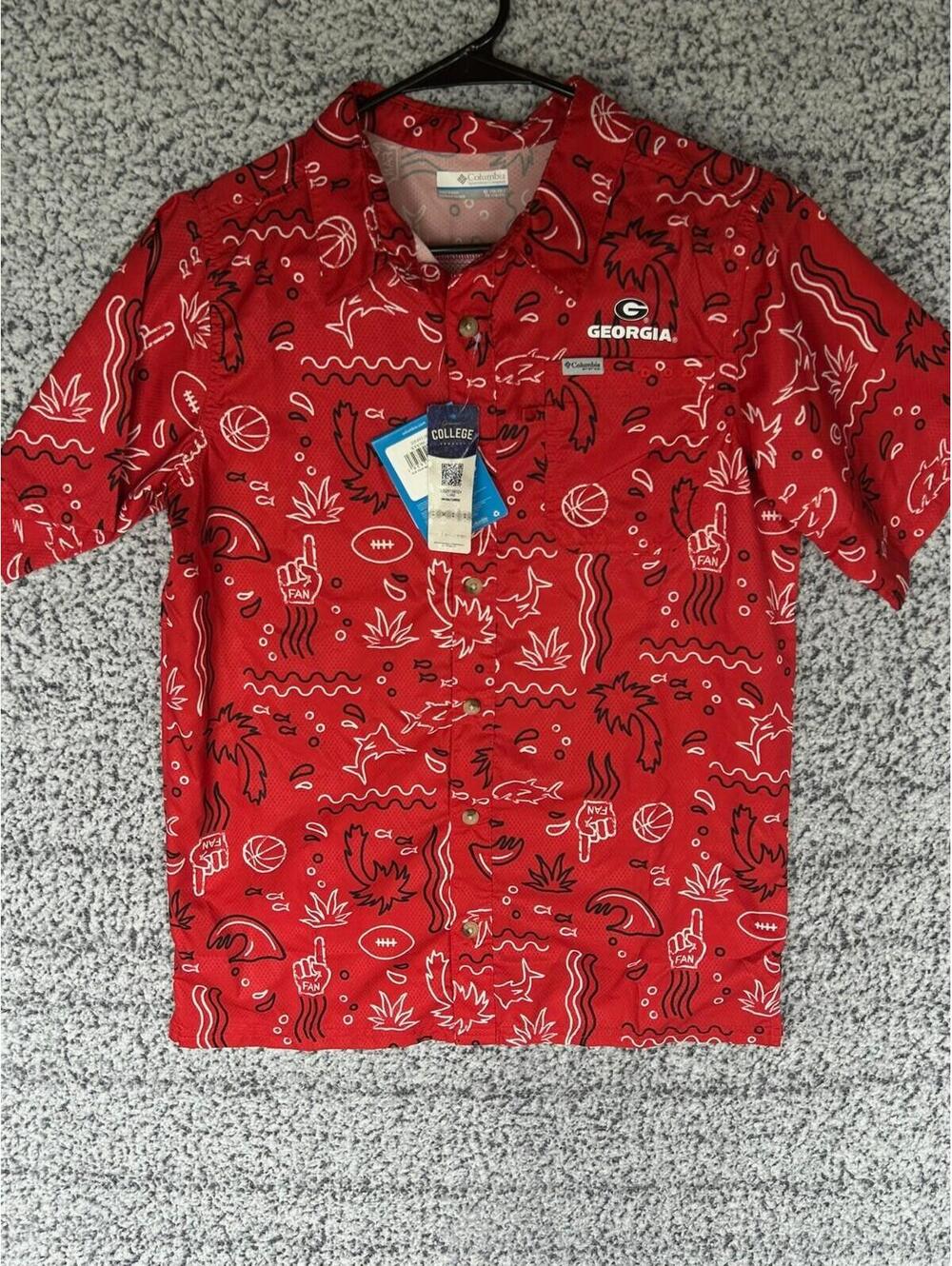 Columbia PFG Georgia Bulldogs Super Slack Tide Shirt Youth XL NWT